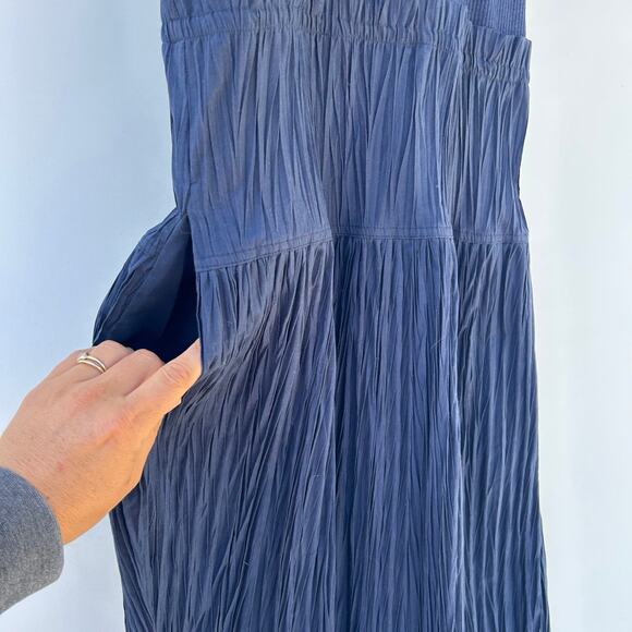 New Ulla Johnson Virginia Midi Dress Ruffle Shoulders Midnight Navy Blue 10 - Picture 9 of 14